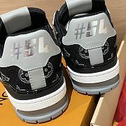 LV Trainer Sneaker Black Plain Calf Leather Monogram Embroidered Denim 1AJ345 - 4