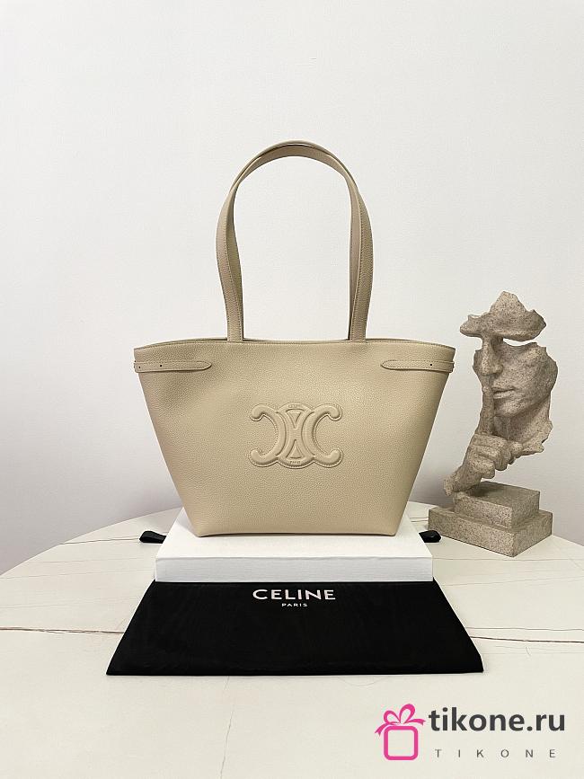 Celine Small Cabas Anais Cuir Triomphe In Grained Calfskin Beige - 28×24×12cm - 1