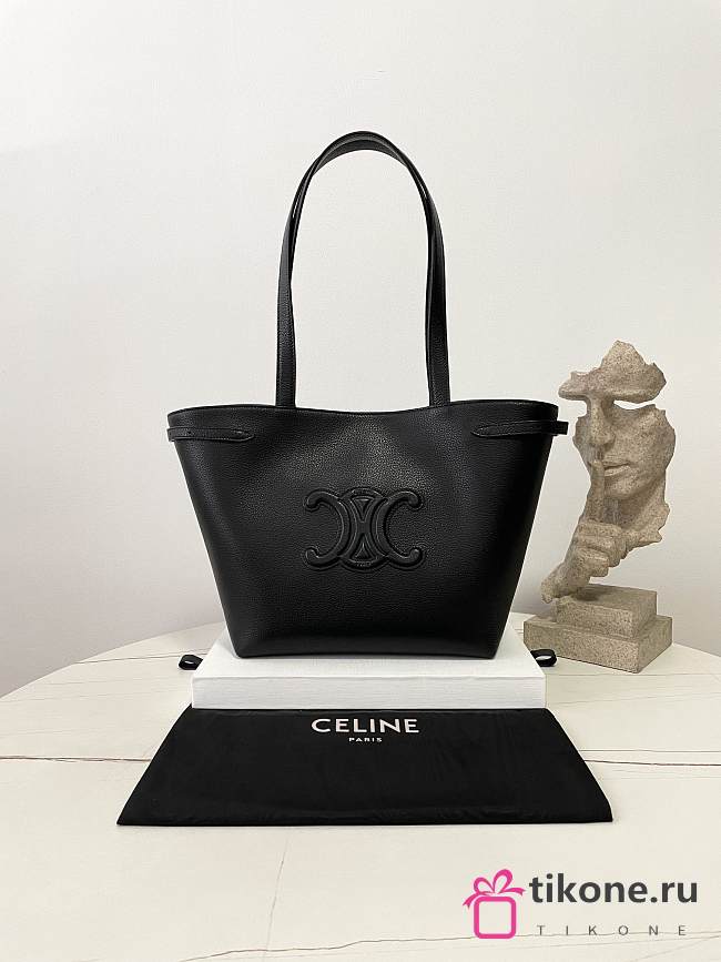 Celine Small Cabas Anais Cuir Triomphe In Grained Calfskin Black - 28×24×12cm - 1