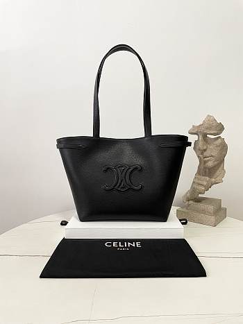 Celine Small Cabas Anais Cuir Triomphe In Grained Calfskin Black - 28×24×12cm