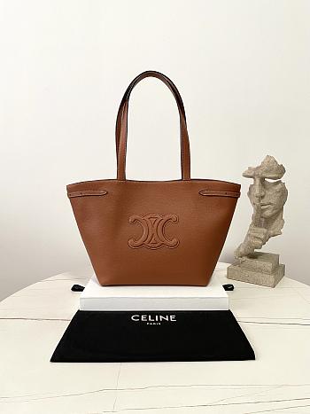 Celine Small Cabas Anais Cuir Triomphe In Grained Calfskin Brown - 28×24×12cm
