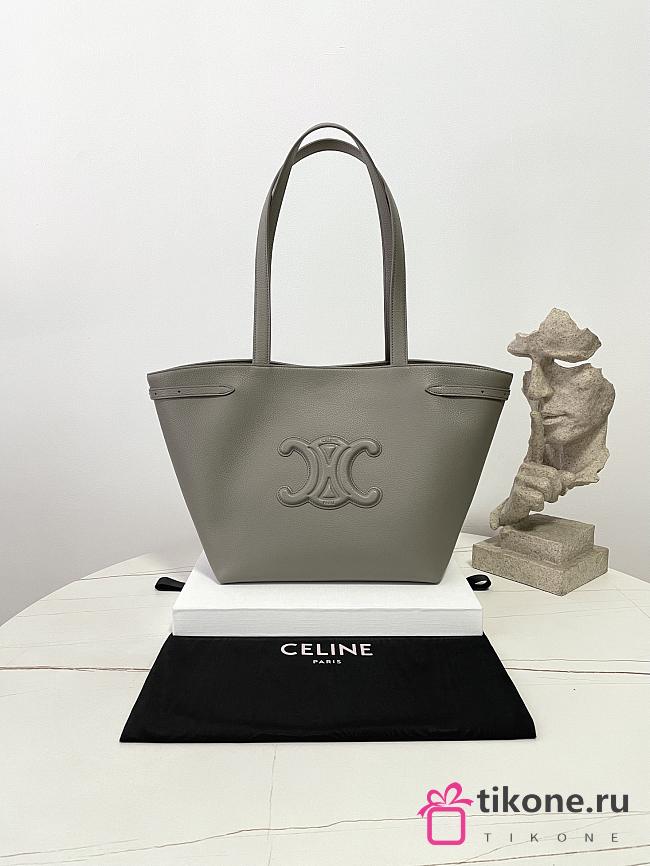 Celine Small Cabas Anais Cuir Triomphe In Grained Calfskin Gray - 28×24×12cm - 1