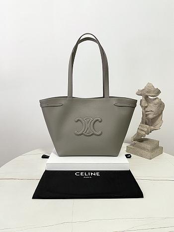 Celine Small Cabas Anais Cuir Triomphe In Grained Calfskin Gray - 28×24×12cm