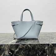 Celine Mini Cabas Anais Leather Tote Triomphe In Grained Calfskin Light Blue - 20x21x10cm - 6