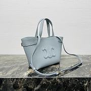 Celine Mini Cabas Anais Leather Tote Triomphe In Grained Calfskin Light Blue - 20x21x10cm - 5