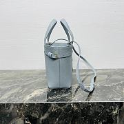 Celine Mini Cabas Anais Leather Tote Triomphe In Grained Calfskin Light Blue - 20x21x10cm - 4