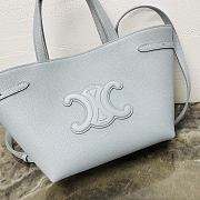 Celine Mini Cabas Anais Leather Tote Triomphe In Grained Calfskin Light Blue - 20x21x10cm - 2