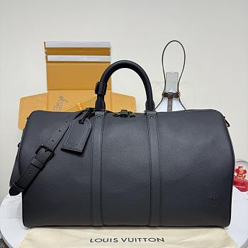 LV Keepall Bandouliere 50 Bag Aerogram Waxy Calf Leather Black M26118 - 50x29x23cm