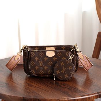 LV Multi Pochette Accessoires Monogram Coated Canvas Pink M44840 - 24x13.5x4cm
