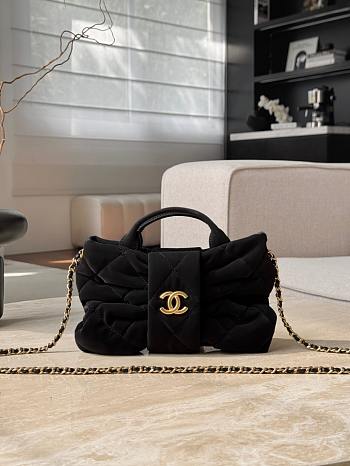 Chanel Mini Bow Bag  Velvet Effect Nylon & Gold Tone Metal Black - 26x18x5cm