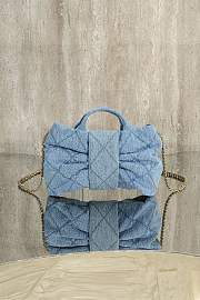 Chanel Mini Bow Bag Washed Denim & Gold Tone Metal Blue - 26x18x5cm - 5