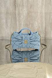 Chanel Mini Bow Bag Washed Denim & Gold Tone Metal Blue - 26x18x5cm - 4
