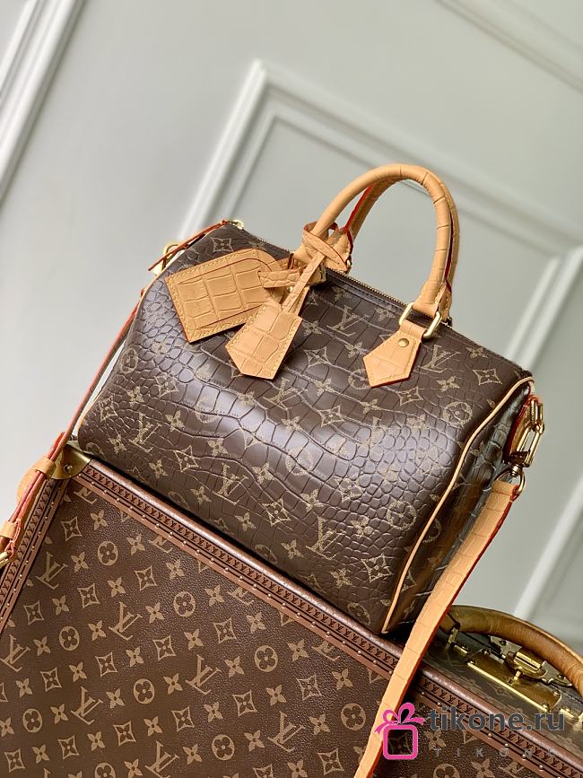 LV Speedy P9 30 Alligator Leather Chocolate - 32x22.5x18cm - 1