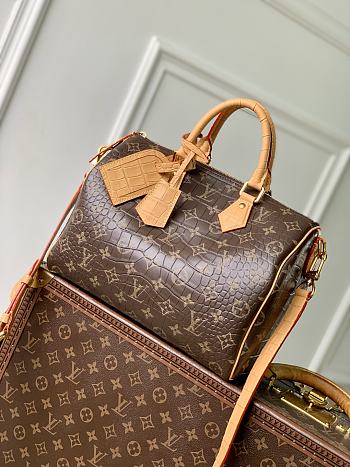 LV Speedy P9 30 Alligator Leather Chocolate - 32x22.5x18cm