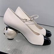 Chanel Mary Janes Lambskin Patent Calfskin & Imitation Pearls White & Black - 1