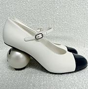 Chanel Mary Janes Lambskin Patent Calfskin & Imitation Pearls White & Black - 5