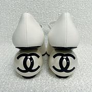 Chanel Mary Janes Lambskin Patent Calfskin & Imitation Pearls White & Black - 4