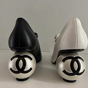 Chanel Mary Janes Lambskin Patent Calfskin & Imitation Pearls White & Black - 2