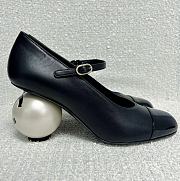 Chanel Mary Janes Lambskin Patent Calfskin & Imitation Pearls Black & White - 5