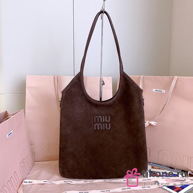 Miumiu Ivy Suede Bag Chocolate 5BG231 - 40x35cm - 1