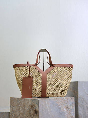 Saint Laurent YSL Y Tote In Raffia - 37x32x7-22cm