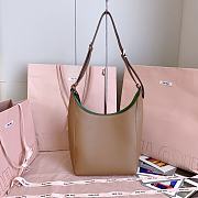 Miumiu Leather Bucket Bag Caramel/Larch Green 5BE098 - 28x22.5x12cm - 6
