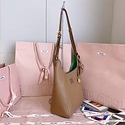 Miumiu Leather Bucket Bag Caramel/Larch Green 5BE098 - 28x22.5x12cm - 5
