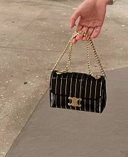 Mini Celine Victoire In Striped Sequins Black/Gold - 16.5x12.5x10cm - 1