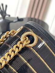 Mini Celine Victoire In Striped Sequins Black/Gold - 16.5x12.5x10cm - 6
