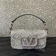 Valentino Garavani Small Lòco Embellished Shoulder Bag Silver - 20x11x5cm - 1