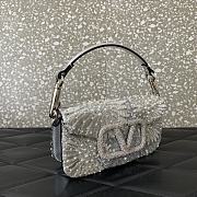 Valentino Garavani Small Lòco Embellished Shoulder Bag Silver - 20x11x5cm - 6
