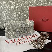 Valentino Garavani Small Lòco Embellished Shoulder Bag Silver - 20x11x5cm - 3