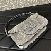 Valentino Garavani Small Lòco Embellished Shoulder Bag Silver - 20x11x5cm - 2