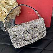 Valentino Garavani Small Loco Shoulder Bag With Rhinestones Silver - 20x11x5cm - 3