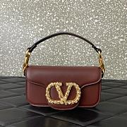Valentino Garavani Locò Small Shoulder Bag In Calfskin With Jewel Logo Rosewood - 20x11x5cm - 4