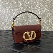 Valentino Garavani Locò Small Shoulder Bag In Calfskin With Jewel Logo Rosewood - 20x11x5cm - 2