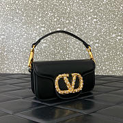 Valentino Garavani Locò Small Shoulder Bag In Calfskin With Jewel Logo Black - 20x11x5cm - 6