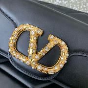 Valentino Garavani Locò Small Shoulder Bag In Calfskin With Jewel Logo Black - 20x11x5cm - 4