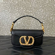 Valentino Garavani Locò Small Shoulder Bag In Calfskin With Jewel Logo Black - 20x11x5cm - 3