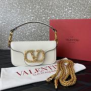 Valentino Garavani Locò Small Shoulder Bag In Calfskin With Jewel Logo White - 20x11x5cm - 1