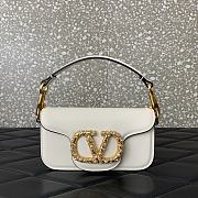 Valentino Garavani Locò Small Shoulder Bag In Calfskin With Jewel Logo White - 20x11x5cm - 5