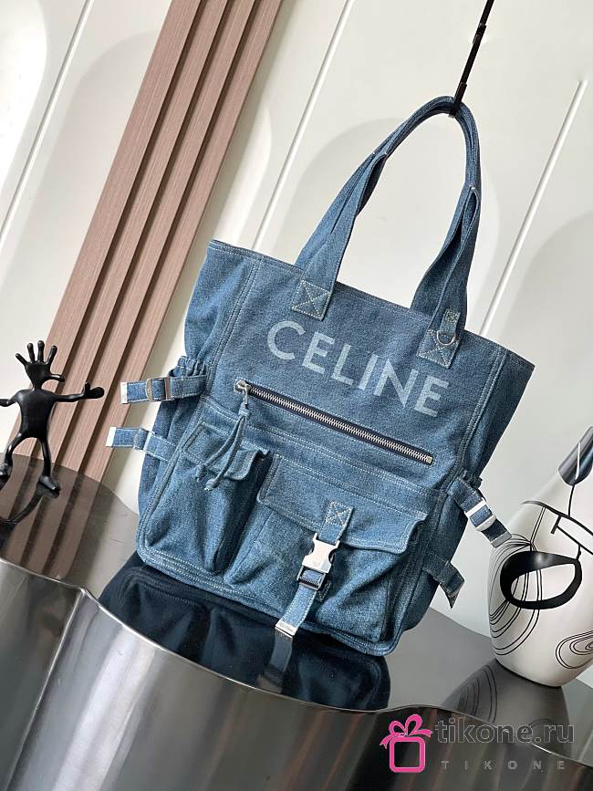Celine Dark Union Denim Tote Handbag in Blue - 42x12x40cm - 1