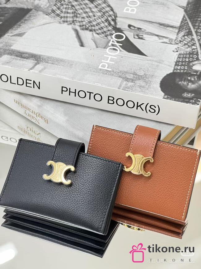 Celine Fine Strap Wallet Nino In Supple Grained Calfskin Black - 10.5x8x2cm - 1