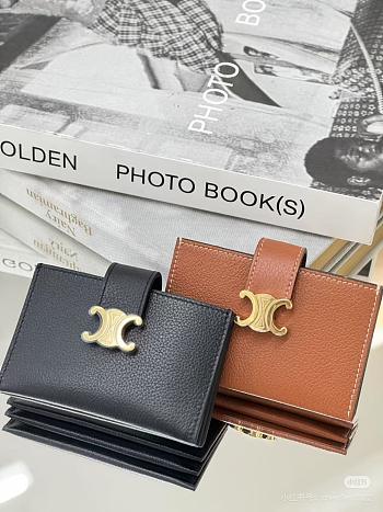 Celine Fine Strap Wallet Nino In Supple Grained Calfskin Black - 10.5x8x2cm