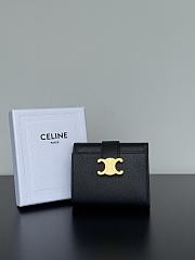Celine Fine Strap Wallet Nino In Supple Grained Calfskin Black - 10.5x8x2cm - 6