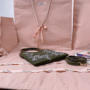 Miumiu Ivy Embroidered Gabardine Bag Olive Green 5BA281 - 24x20cm - 6