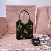 Miumiu Ivy Embroidered Gabardine Bag Olive Green 5BA281 - 24x20cm - 3