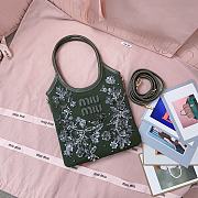 Miumiu Ivy Embroidered Gabardine Bag Olive Green 5BA281 - 24x20cm - 2