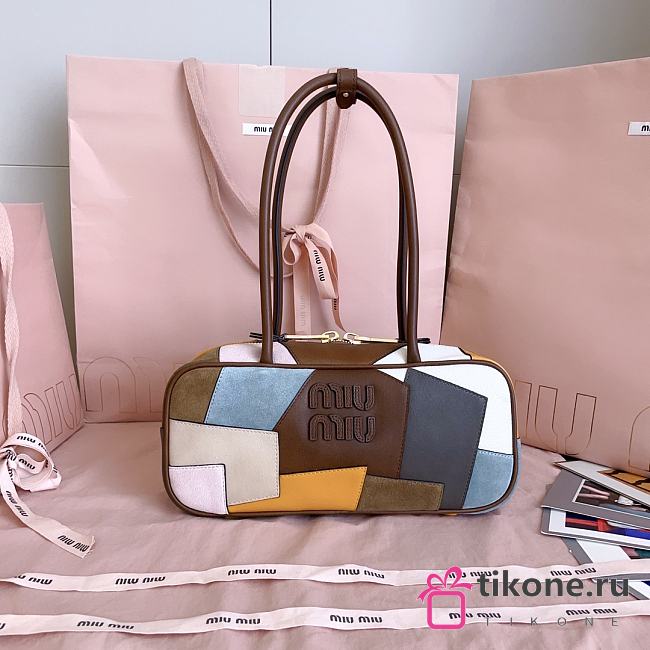 Miumiu Beau Patchwork Leather Bag Oak 5BB173 - 27x12x8cm - 1