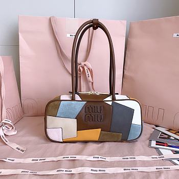 Miumiu Beau Patchwork Leather Bag Oak 5BB173 - 27x12x8cm